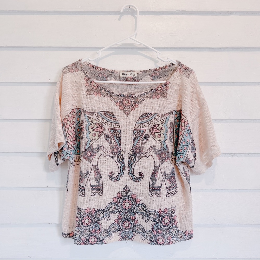 Bohemian Style Elephant Knit Top by Ginger G 🌿🐘💗